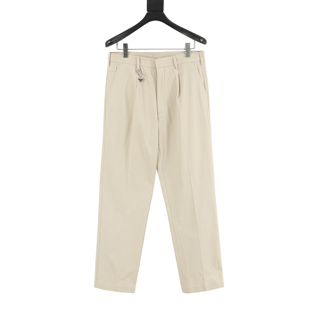 Prada Trousers with Triangle Logo Keychain