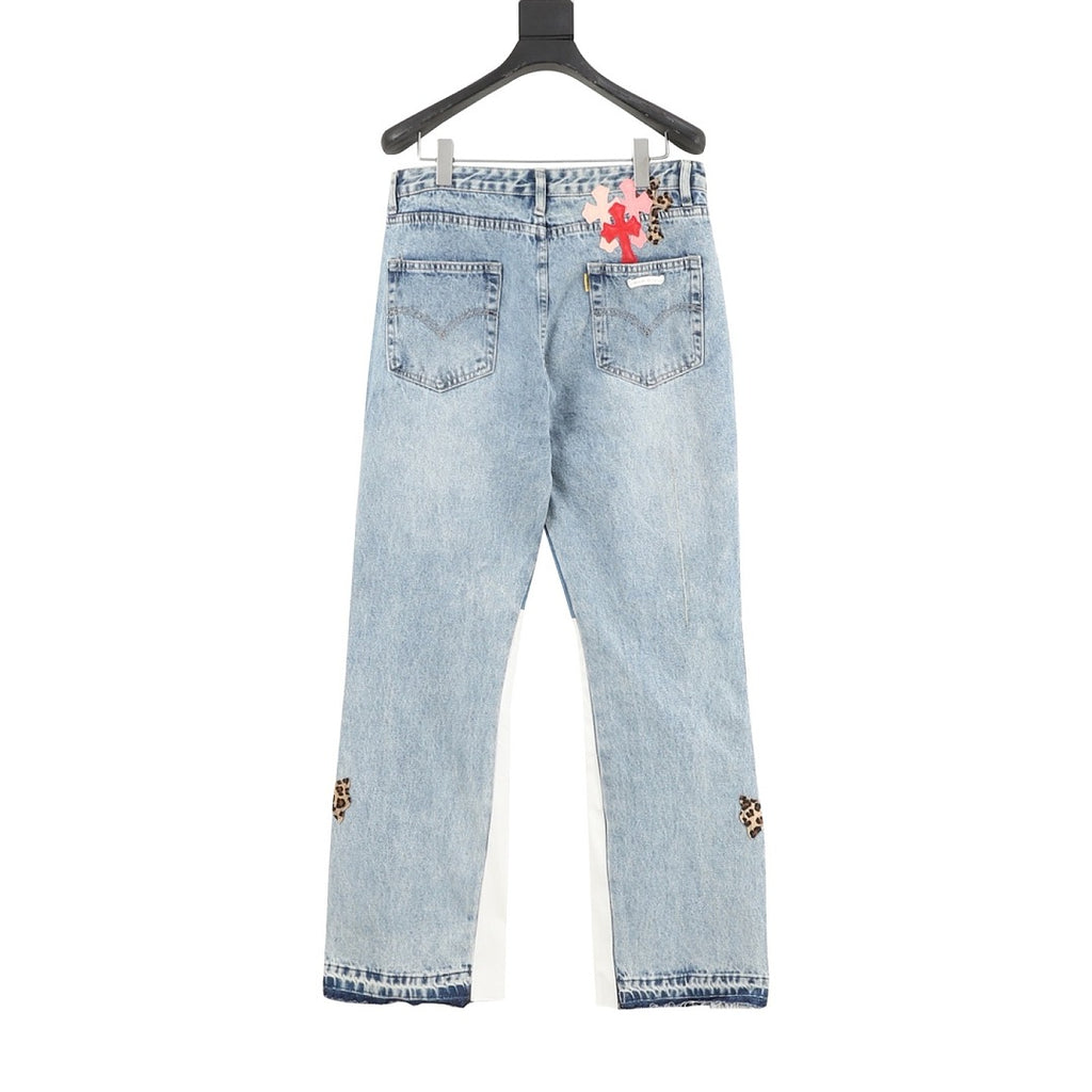 Chrome Hearts x GALLERY DEPT Horsehair Patchwork Leather Flared Jeans