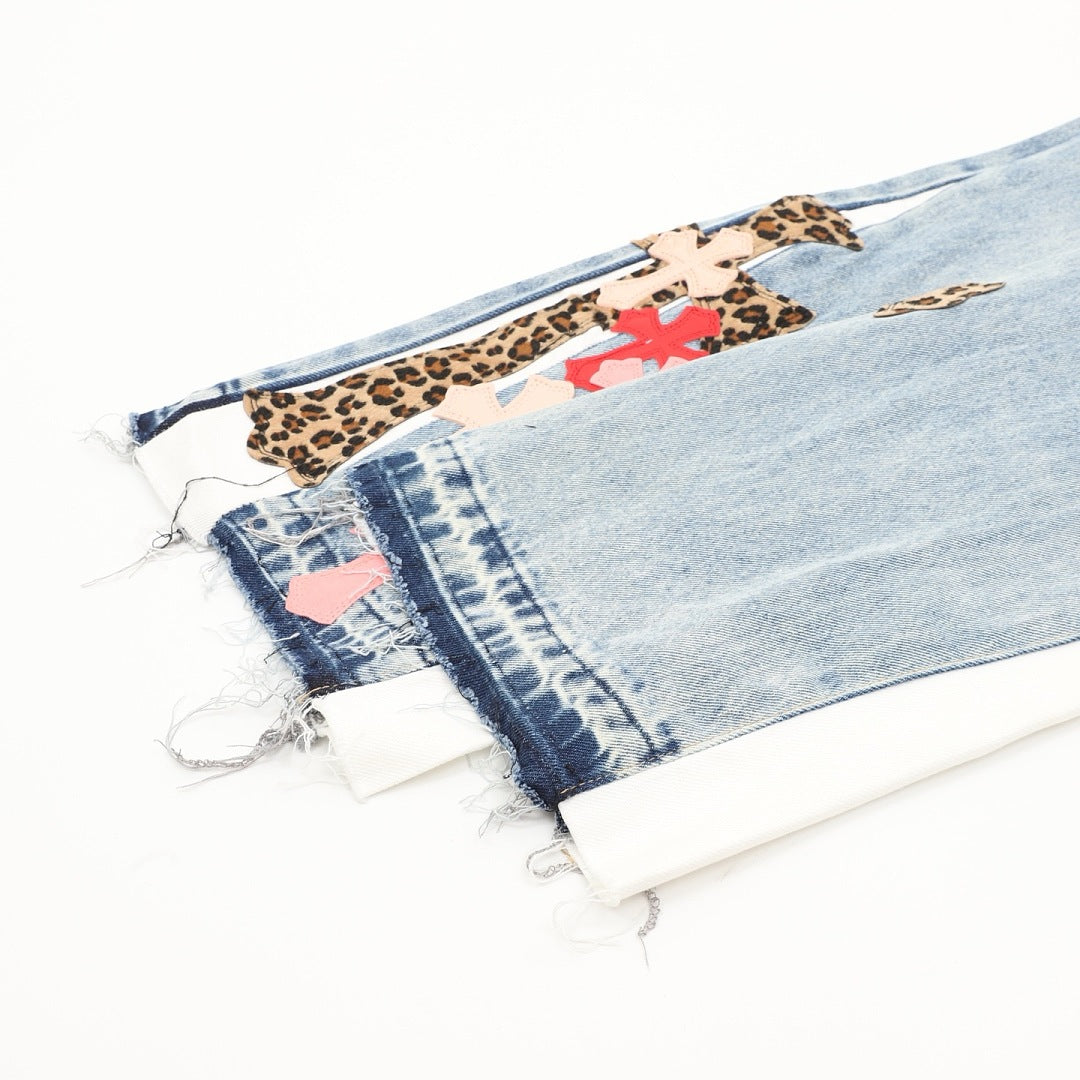 Chrome Hearts x GALLERY DEPT Horsehair Patchwork Leather Flared Jeans