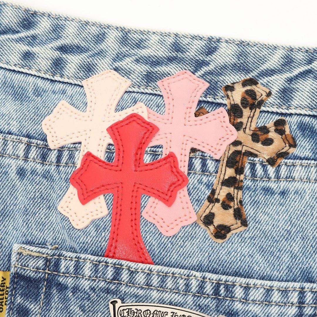 Chrome Hearts x GALLERY DEPT Horsehair Patchwork Leather Flared Jeans