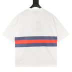 Gucci Blue and Red Stripe Short-Sleeve T-Shirt with Interlocking Logo Print