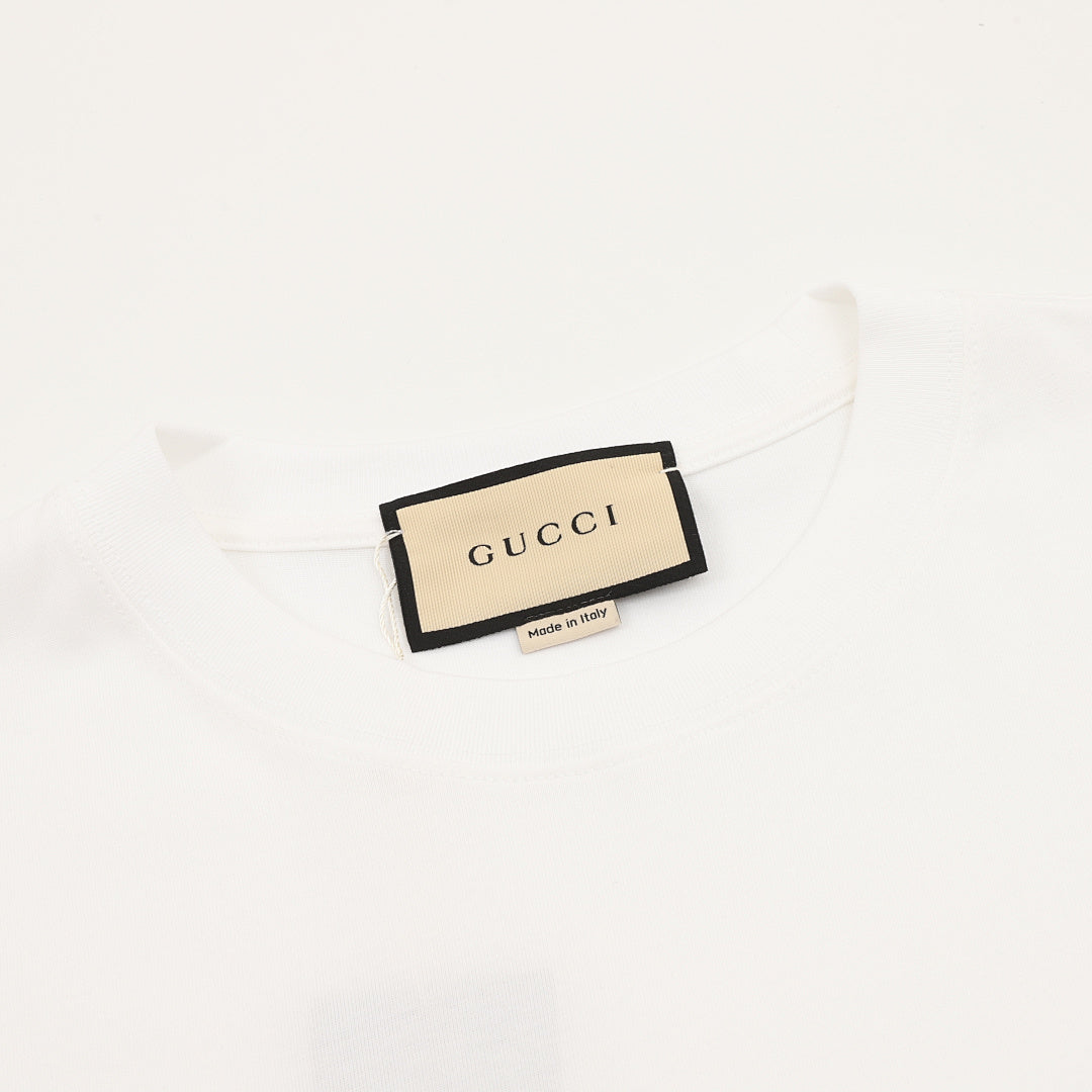 Gucci Blue and Red Stripe Short-Sleeve T-Shirt with Interlocking Logo Print