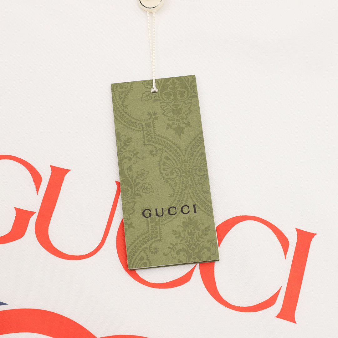 Gucci Blue and Red Stripe Short-Sleeve T-Shirt with Interlocking Logo Print