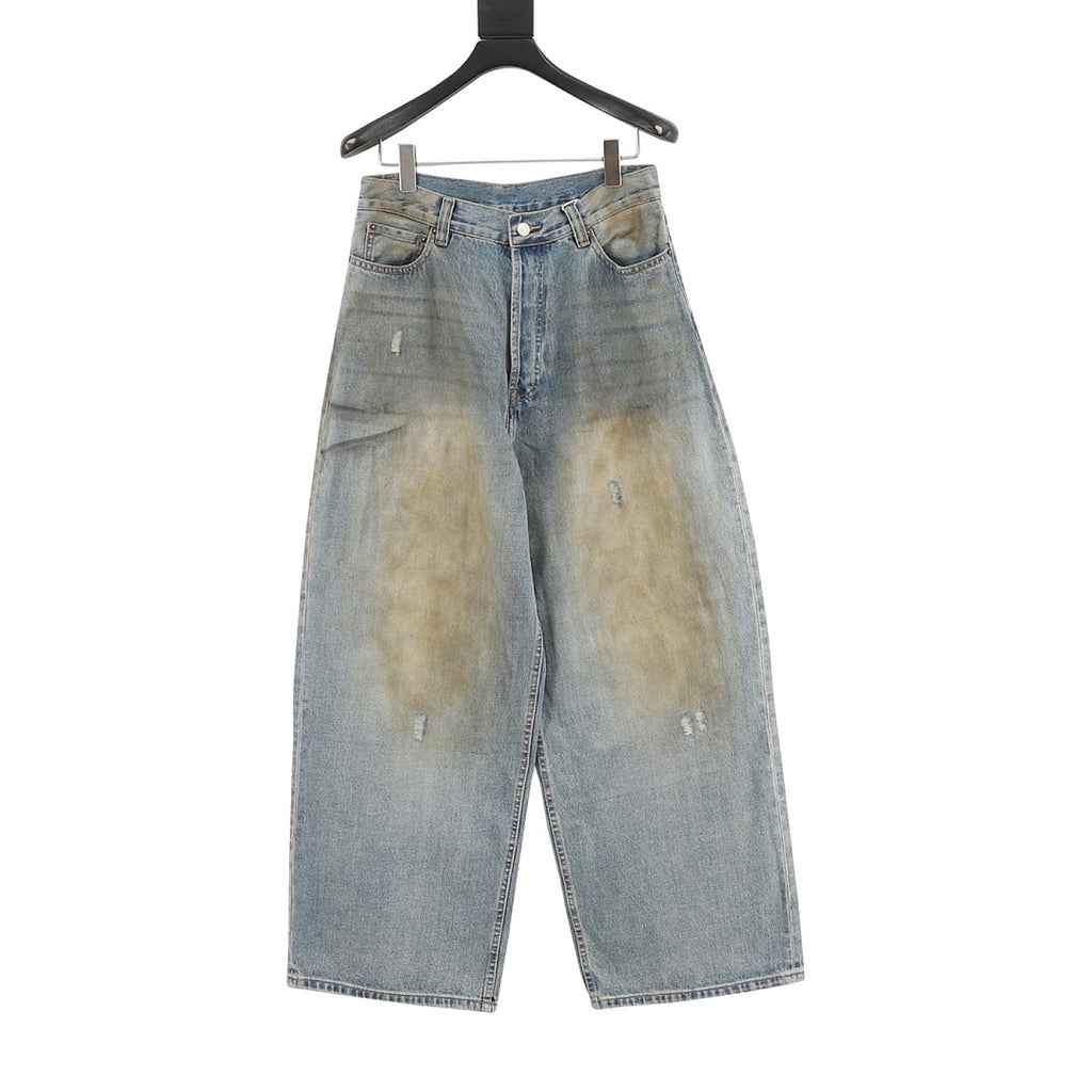 Acne Studios Rhinestone-Embellished Mud-Wash Denim Trousers