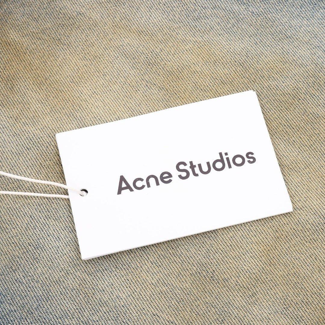 Acne Studios Rhinestone-Embellished Mud-Wash Denim Trousers