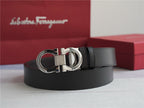 Ferragamo Gancini Leather Belt | Silver Buckle | Italian Luxury