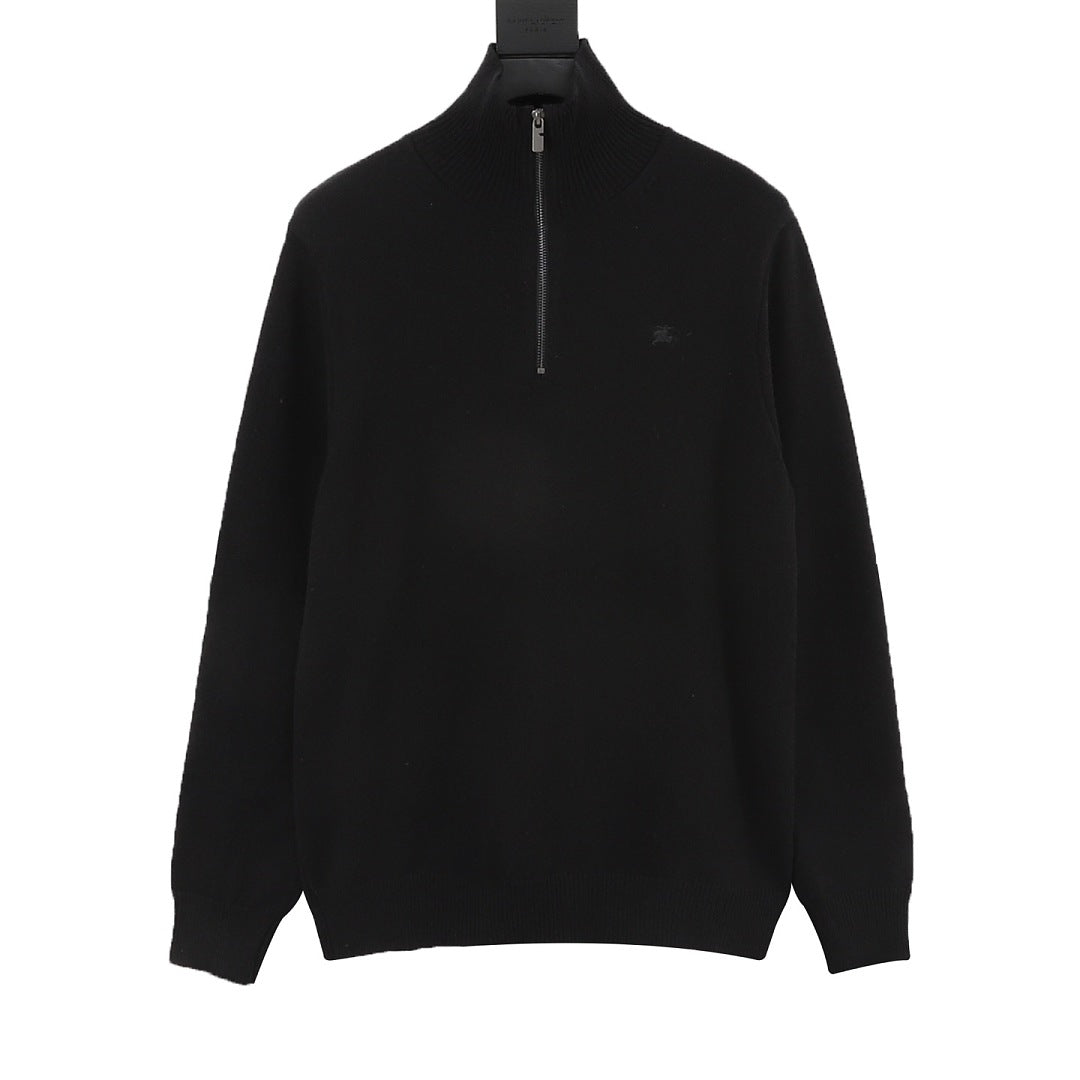 Burberry Black Half-Zip Cashmere Sweater