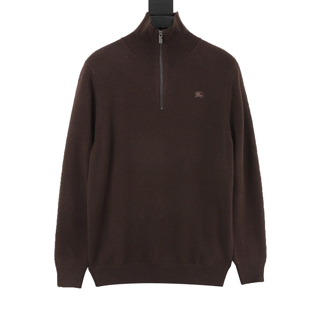 Burberry Dark Brown Half-Zip Cashmere Sweater