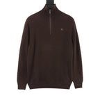 Burberry Dark Brown Half-Zip Cashmere Sweater