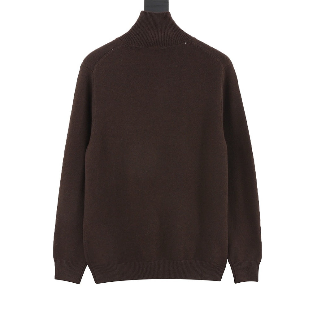 Burberry Dark Brown Half-Zip Cashmere Sweater