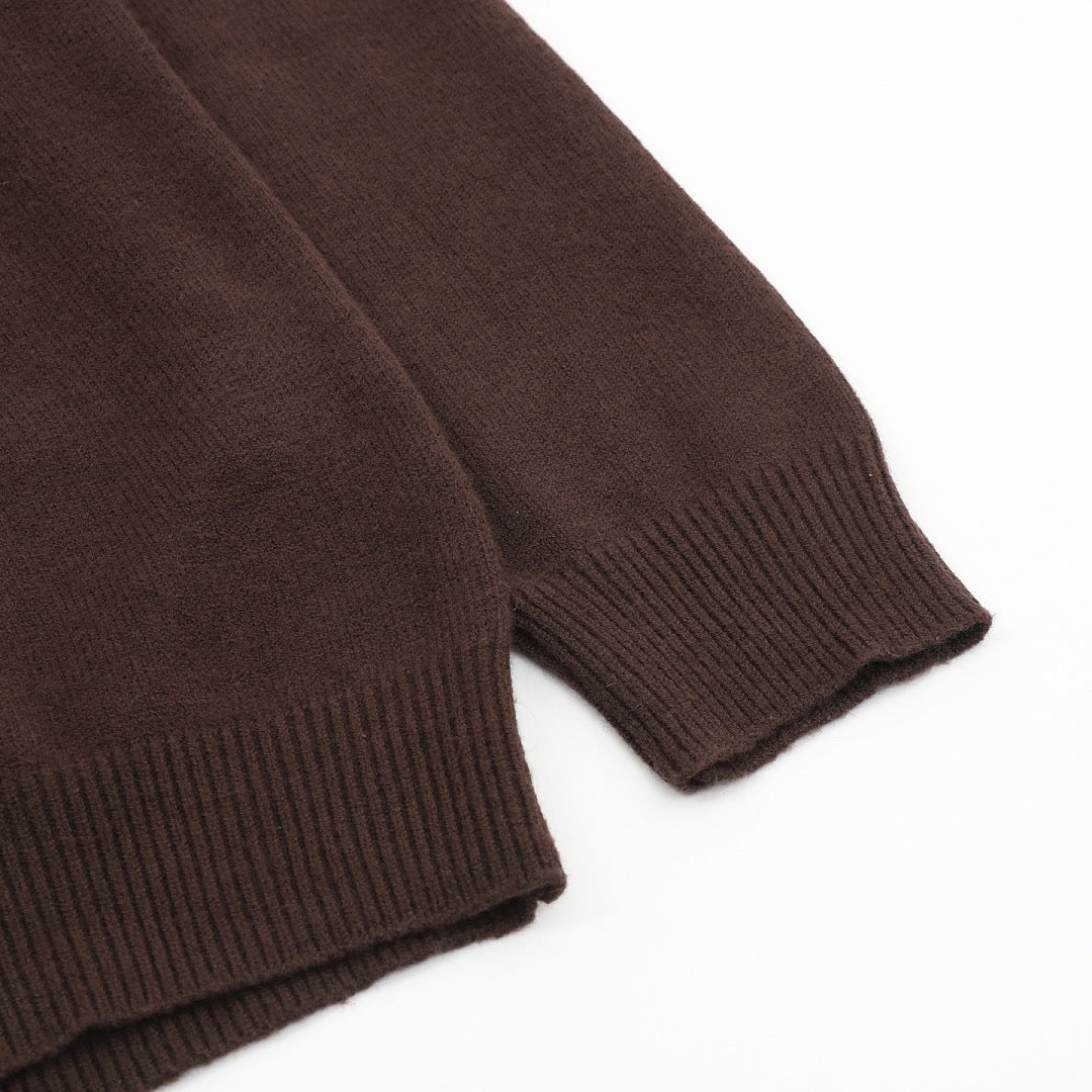 Burberry Dark Brown Half-Zip Cashmere Sweater