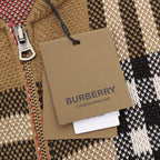 Burberry Camel Check Zip-Up Knit Cardigan