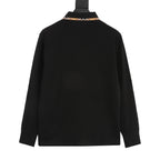 Burberry Black Check-Trim Long-Sleeve Polo Shirt