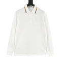 Burberry White Check-Trim Long-Sleeve Polo Shirt