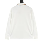 Burberry White Check-Trim Long-Sleeve Polo Shirt
