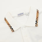 Burberry White Check-Trim Long-Sleeve Polo Shirt