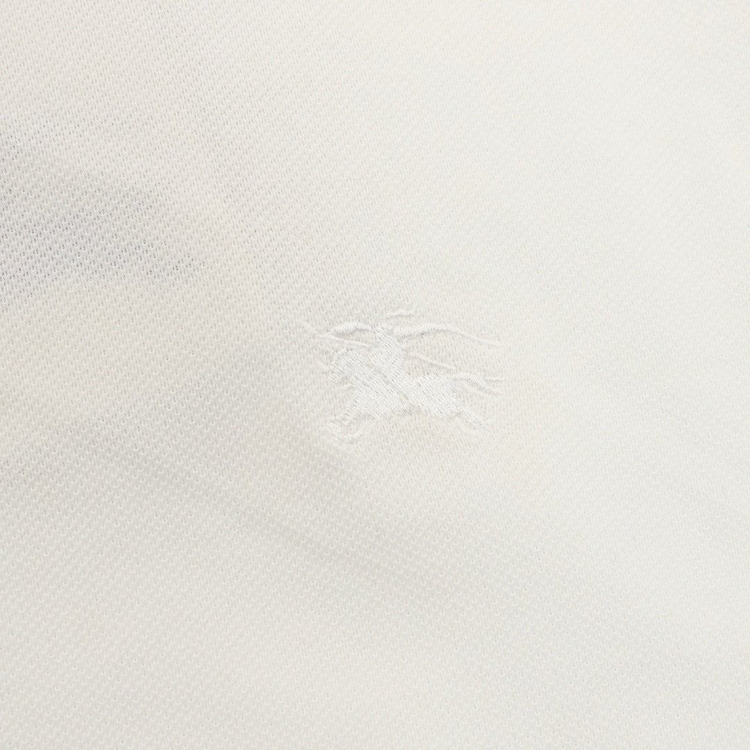 Burberry White Check-Trim Long-Sleeve Polo Shirt