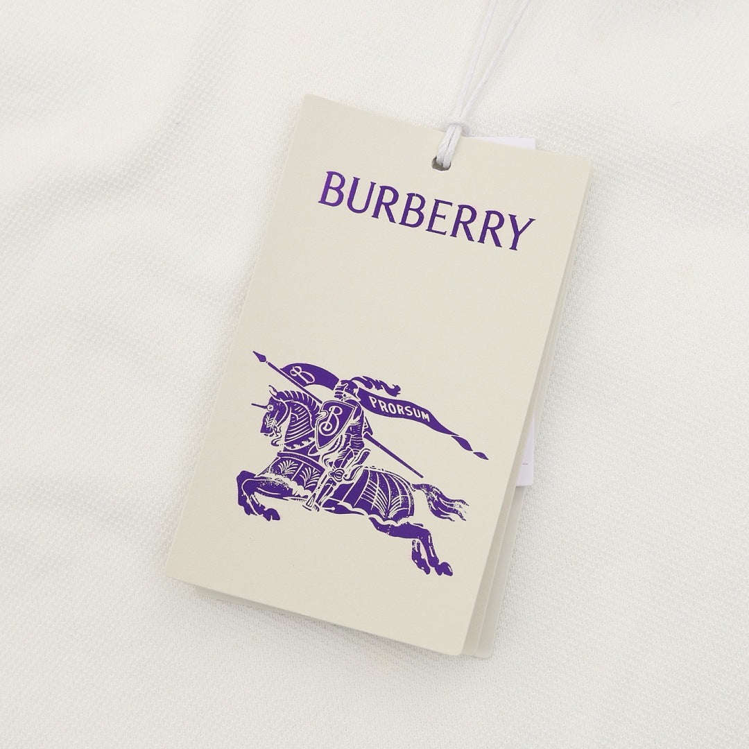 Burberry White Check-Trim Long-Sleeve Polo Shirt