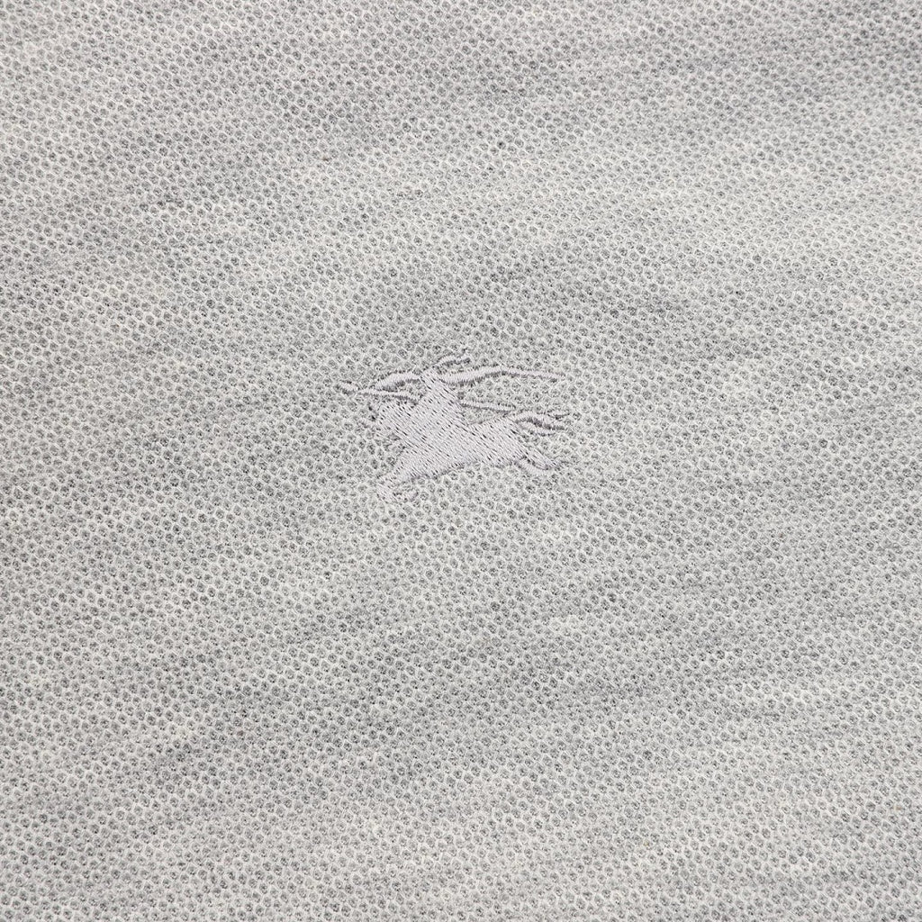 Burberry Heather Grey Check-Trim Long-Sleeve Polo Shirt
