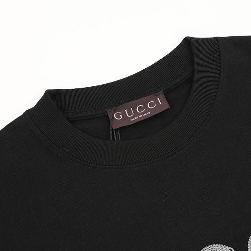 Gucci Double-Image Letter Embroidery Short-Sleeve Top