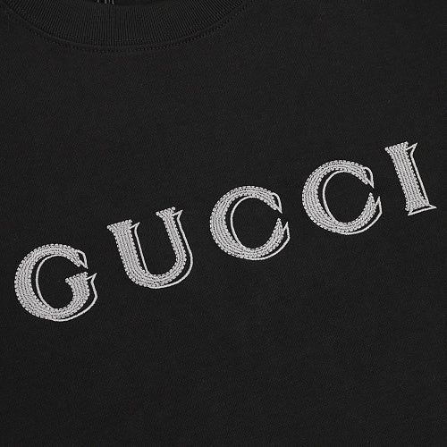 Gucci Double-Image Letter Embroidery Short-Sleeve Top