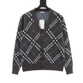 Burberry Charcoal Check V-Neck Knit Cardigan