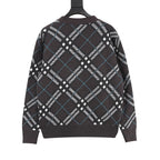 Burberry Charcoal Check V-Neck Knit Cardigan