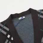 Burberry Charcoal Check V-Neck Knit Cardigan