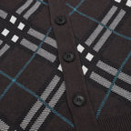 Burberry Charcoal Check V-Neck Knit Cardigan