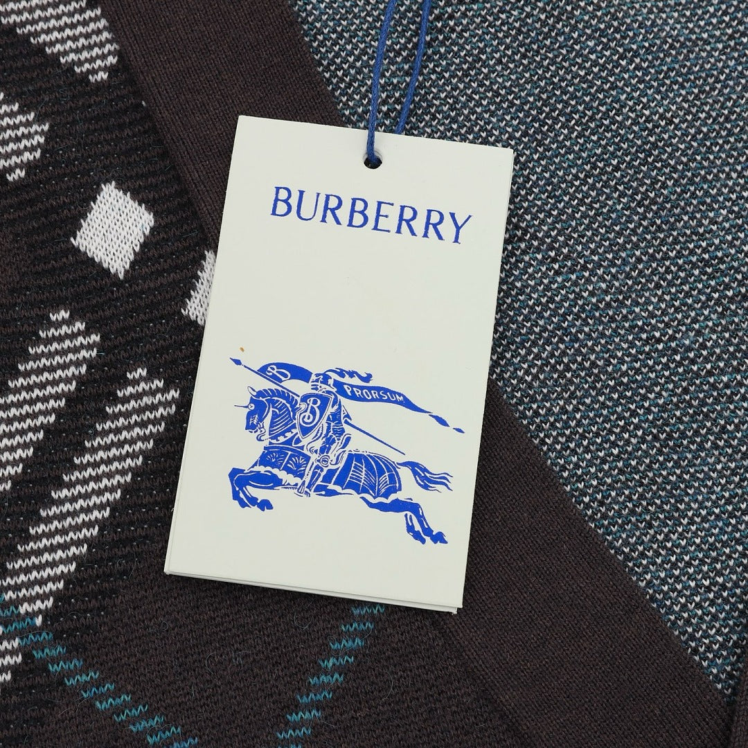 Burberry Charcoal Check V-Neck Knit Cardigan