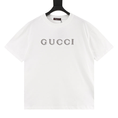 Gucci Double-Image Letter Embroidery Short-Sleeve Top