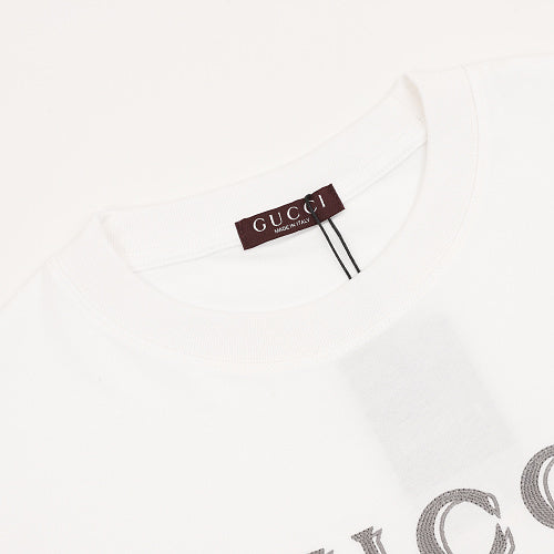 Gucci Double-Image Letter Embroidery Short-Sleeve Top
