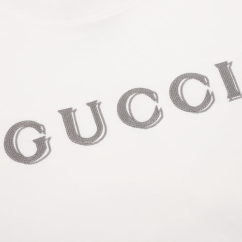Gucci Double-Image Letter Embroidery Short-Sleeve Top