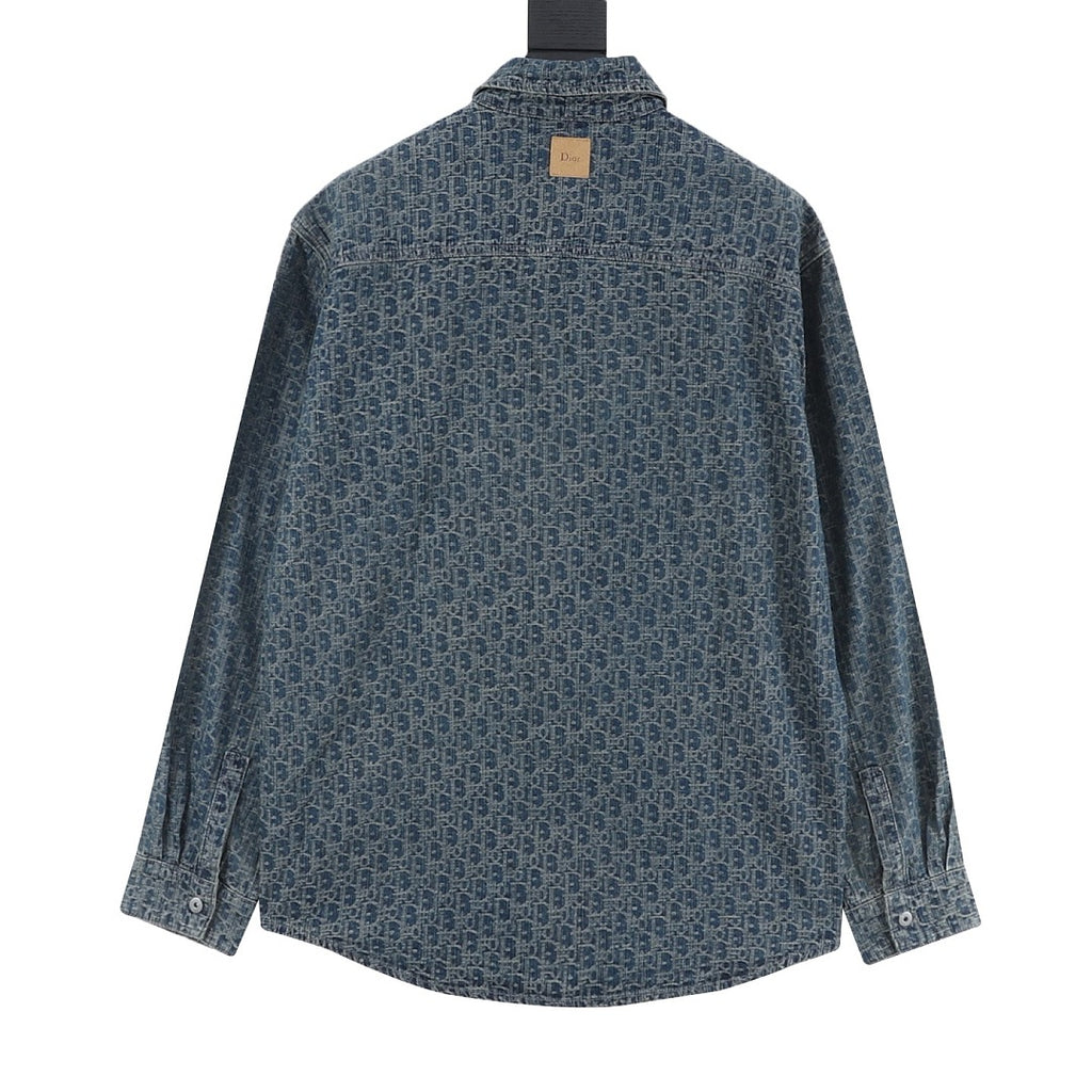 Dior Blue-Grey Oblique Button-Front Shirt