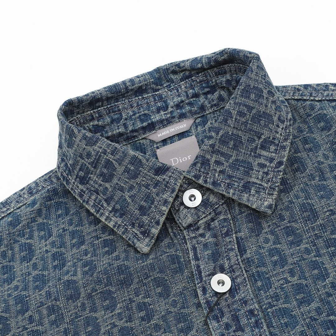 Dior Blue-Grey Oblique Button-Front Shirt
