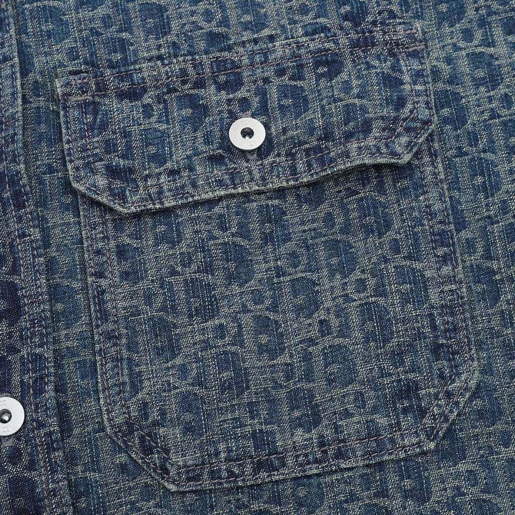 Dior Blue-Grey Oblique Button-Front Shirt