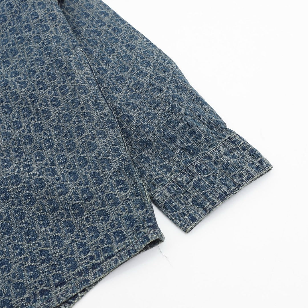 Dior Blue-Grey Oblique Button-Front Shirt