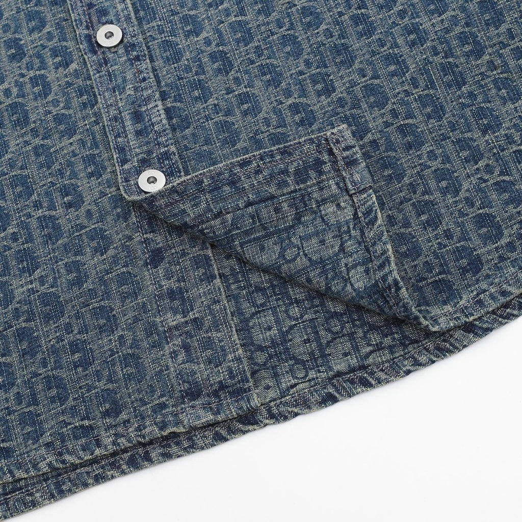 Dior Blue-Grey Oblique Button-Front Shirt