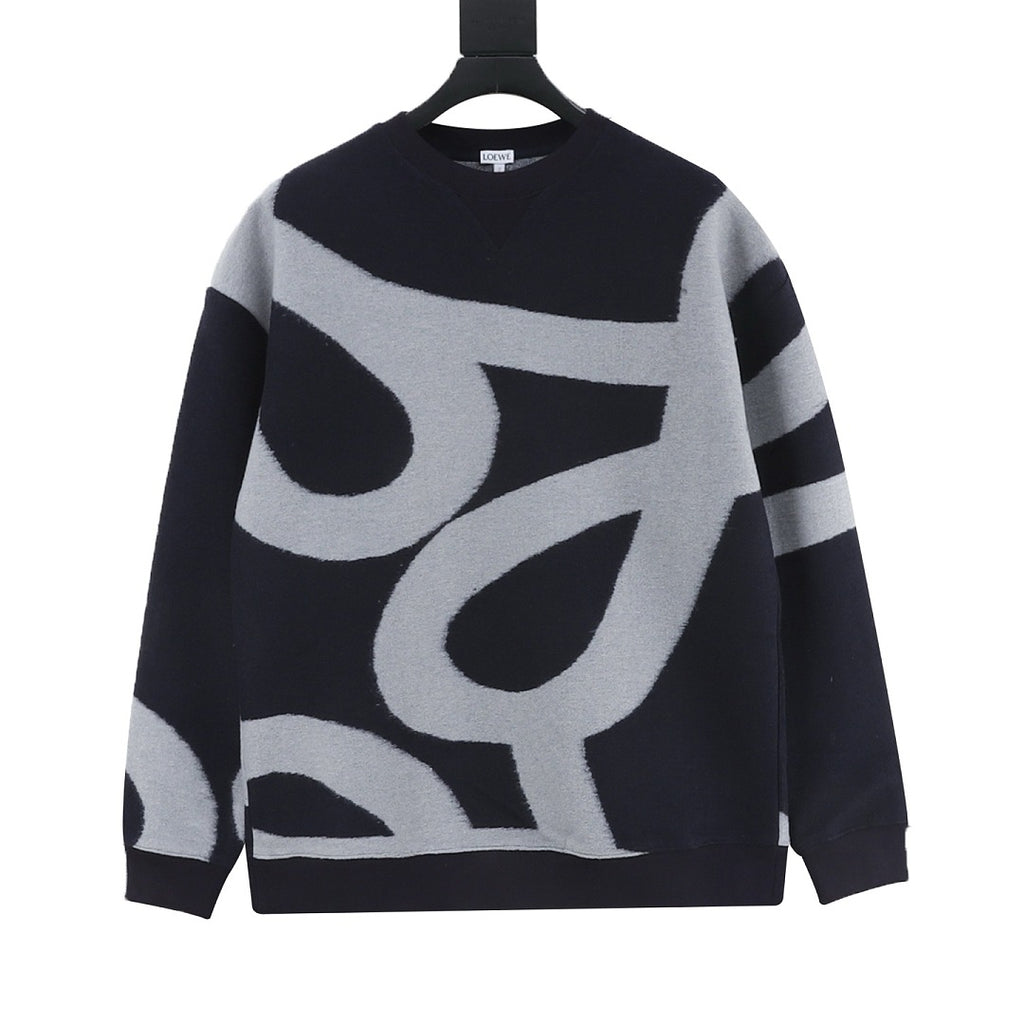 LOEWE Black and Grey Anagram Crewneck Sweater