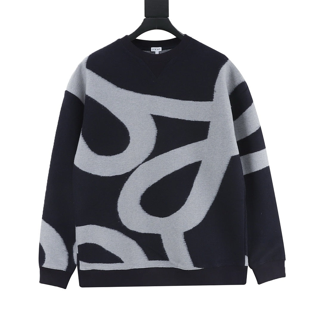 LOEWE Black and Grey Anagram Crewneck Sweater