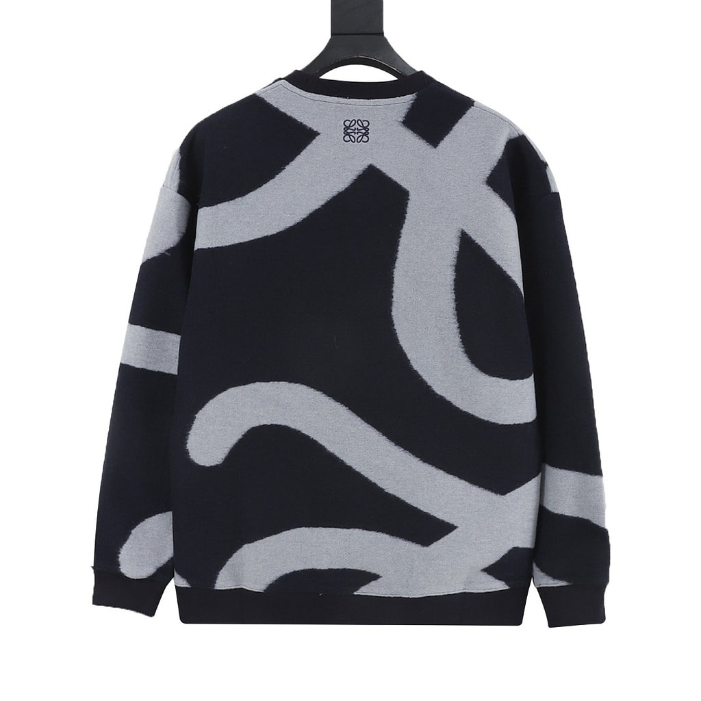 LOEWE Black and Grey Anagram Crewneck Sweater