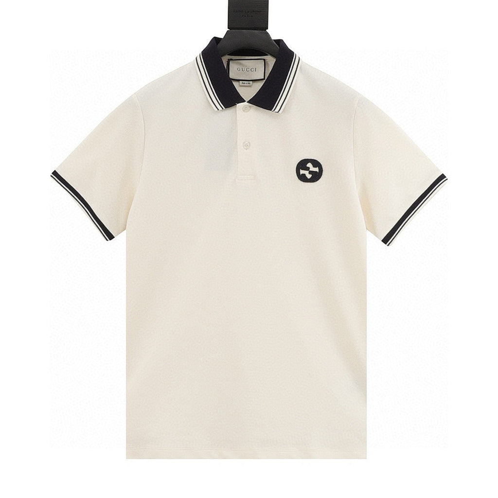 Gucci Short-Sleeve Polo with Embroidered Double G Emblem on the Chest