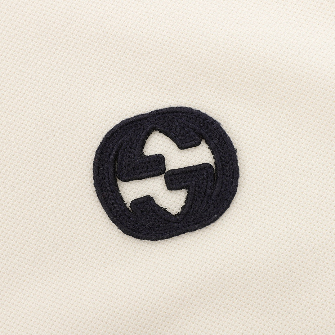 Gucci Short-Sleeve Polo with Embroidered Double G Emblem on the Chest