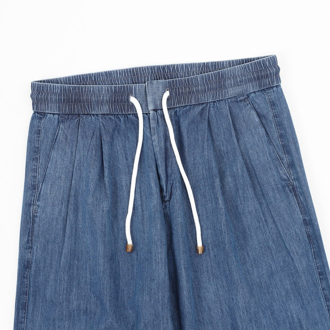 Brunello Cucinelli Drawstring Herringbone Linen Trousers