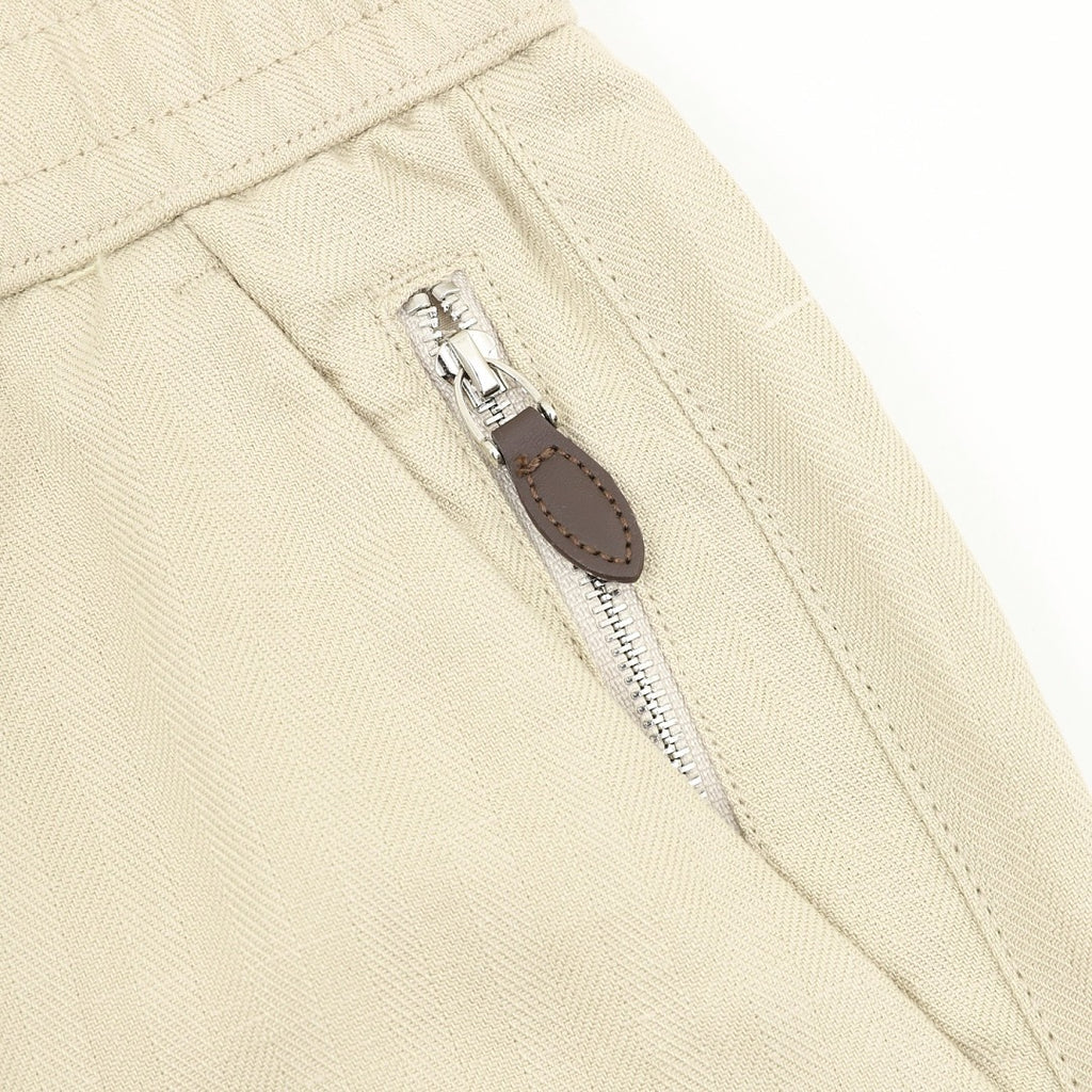 Brunello Cucinelli Drawstring Herringbone Linen Trousers