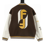FENDI FF Logo Letter Embroidery Patchwork Baseball Jacket