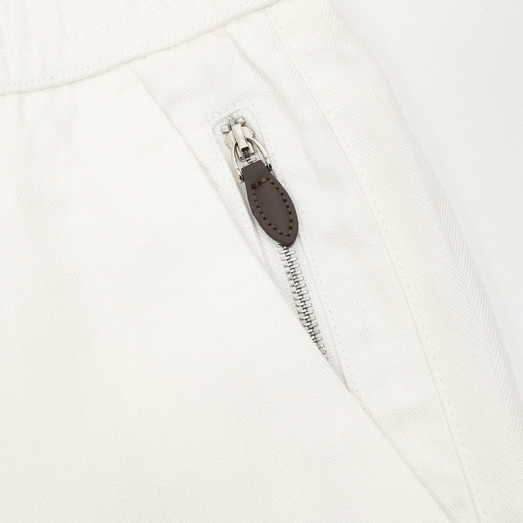 Brunello Cucinelli Drawstring Herringbone Linen Trousers