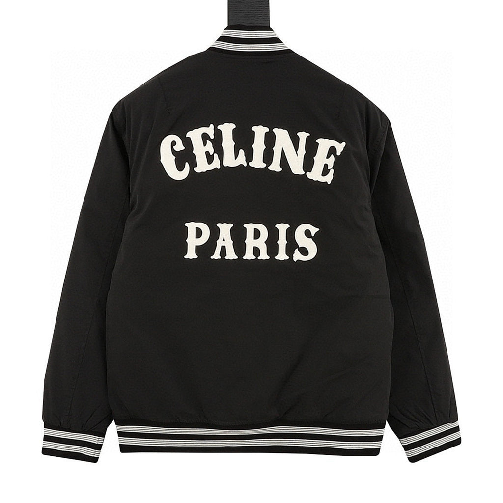 CELINE Letter-Print Padded Baseball Jacket