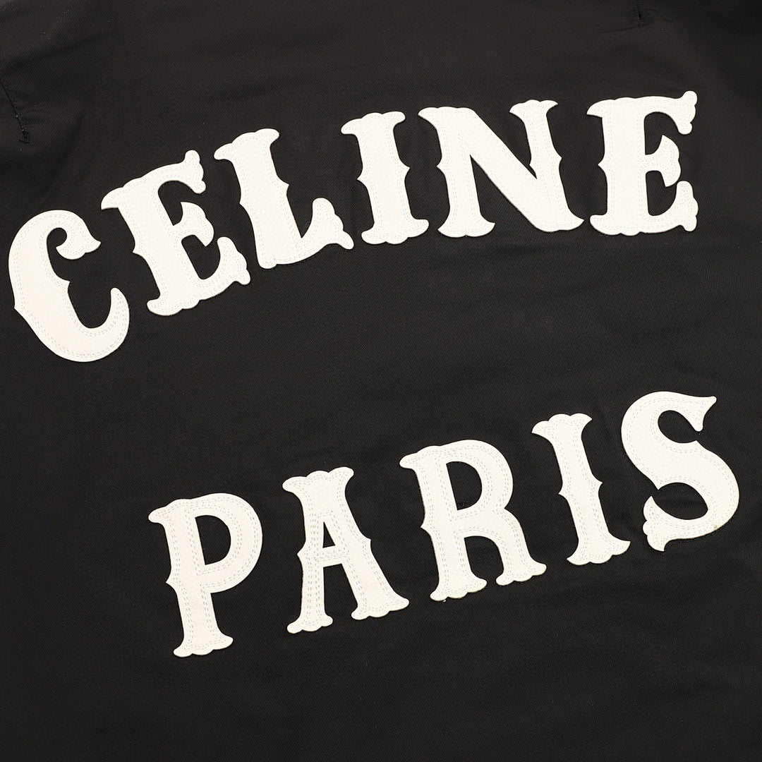 CELINE Letter-Print Padded Baseball Jacket