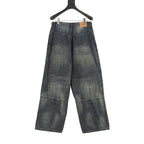 Balenciaga Distressed Loose-Fit Jeans with Leg Patch Detail